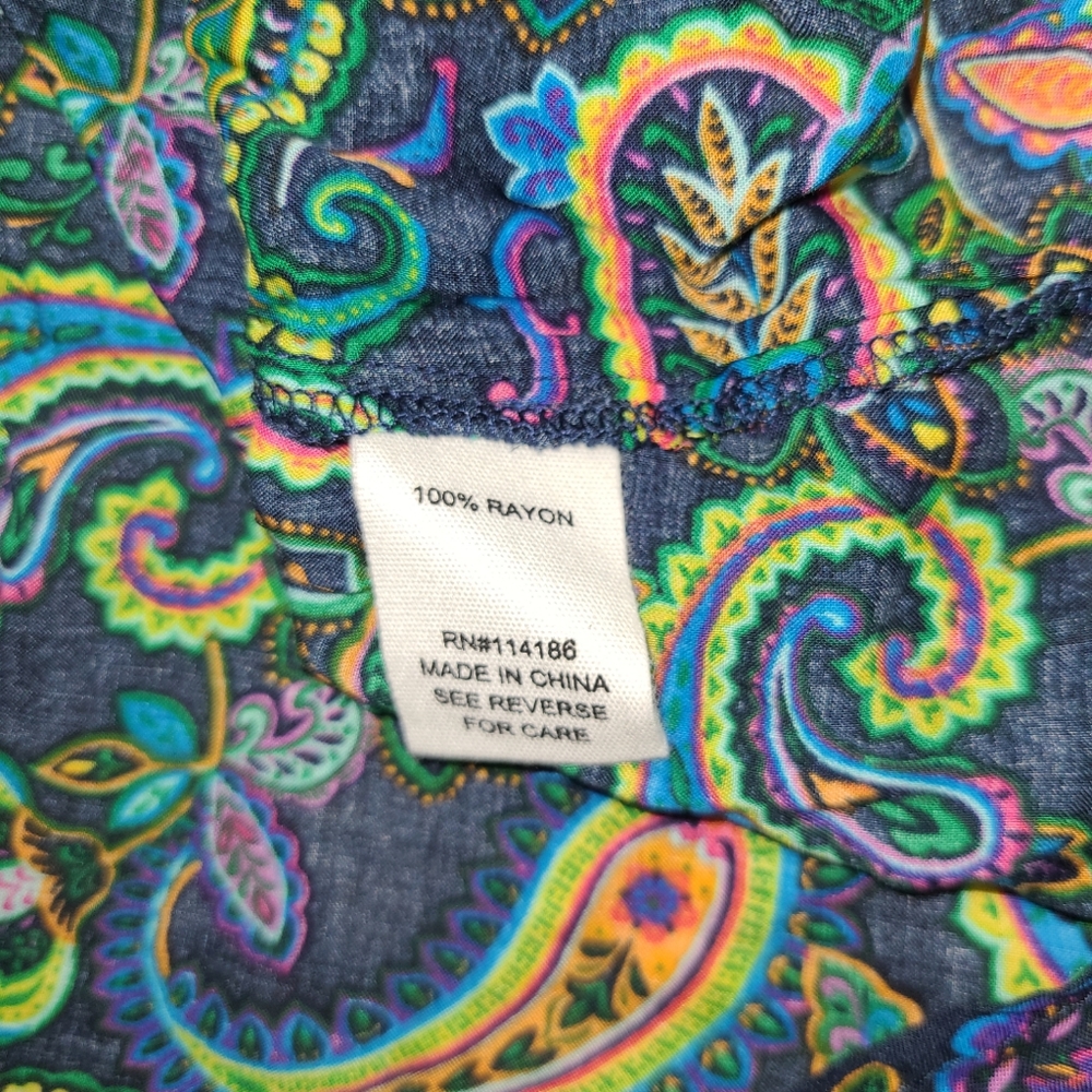 WILLOW DRIVE SHIRT WOMENS OVERSIZED XS GREEN PAISLEY COLD SHOULDER BLOUSE TOP - Picture 10 of 12